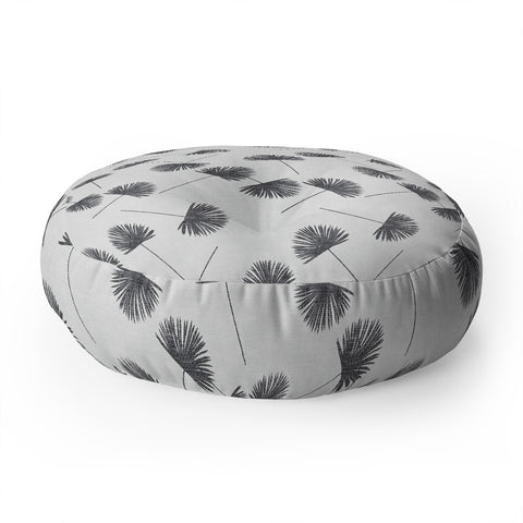 Little Arrow Design Co Woven Fan Palm in Grey Floor Pillow Round