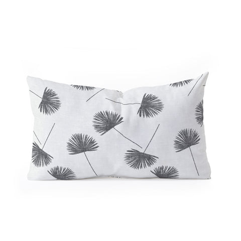 Little Arrow Design Co Woven Fan Palm in Grey Oblong Throw Pillow