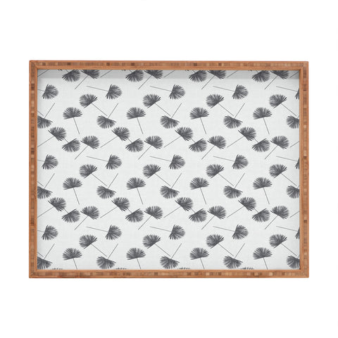 Little Arrow Design Co Woven Fan Palm in Grey Rectangular Tray