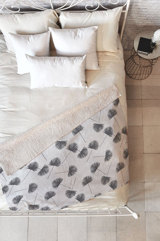 Little Arrow Design Co Woven Fan Palm in Grey Fleece Throw Blanket