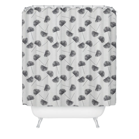 Little Arrow Design Co Woven Fan Palm in Grey Shower Curtain