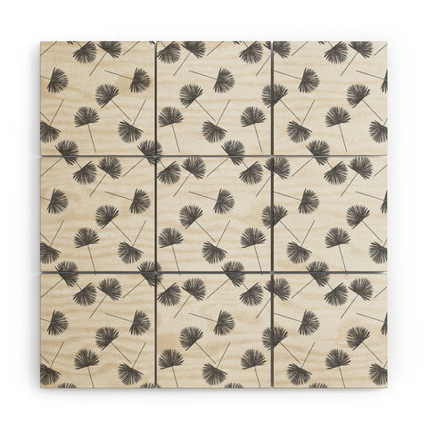 Little Arrow Design Co Woven Fan Palm in Grey Wood Wall Mural