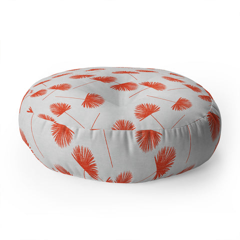 Little Arrow Design Co Woven Fan Palm in Orange Floor Pillow Round