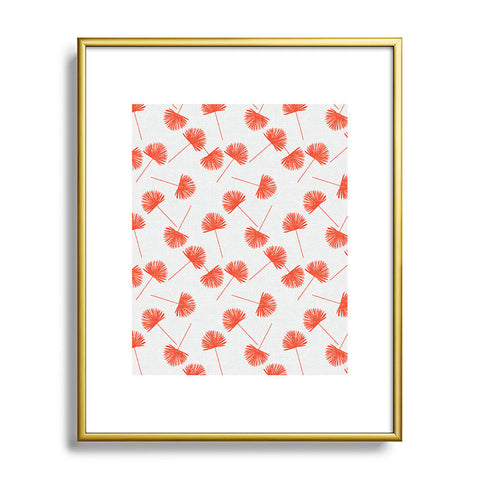 Little Arrow Design Co Woven Fan Palm in Orange Metal Framed Art Print