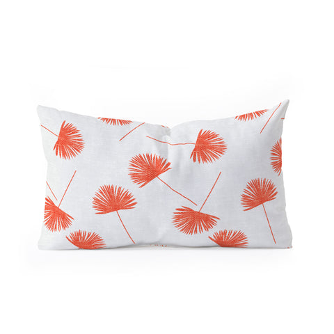 Little Arrow Design Co Woven Fan Palm in Orange Oblong Throw Pillow