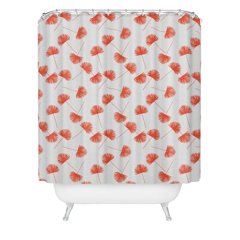 Little Arrow Design Co Woven Fan Palm in Orange Shower Curtain