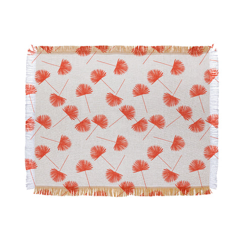 Little Arrow Design Co Woven Fan Palm in Orange Throw Blanket