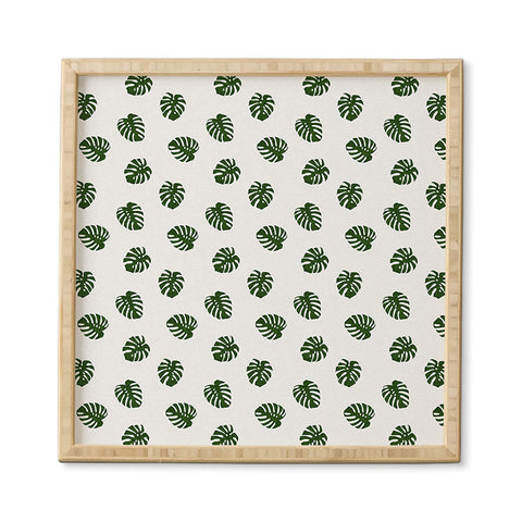 Little Arrow Design Co Woven Monstera in Green Framed Wall Art