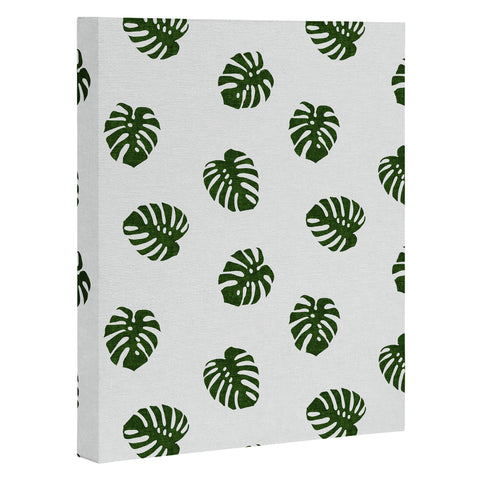 Little Arrow Design Co Woven Monstera in Green Art Canvas