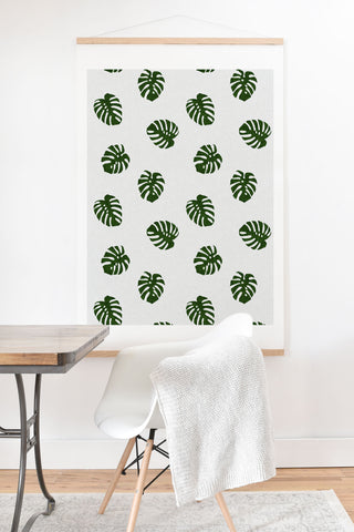 Little Arrow Design Co Woven Monstera in Green Art Print And Hanger