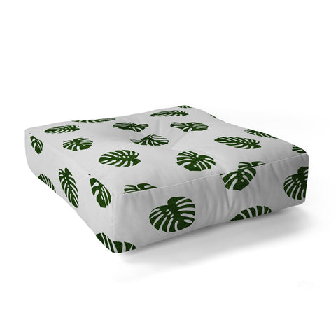 Little Arrow Design Co Woven Monstera in Green Floor Pillow Square