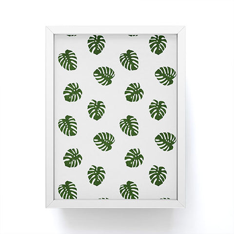Little Arrow Design Co Woven Monstera in Green Framed Mini Art Print