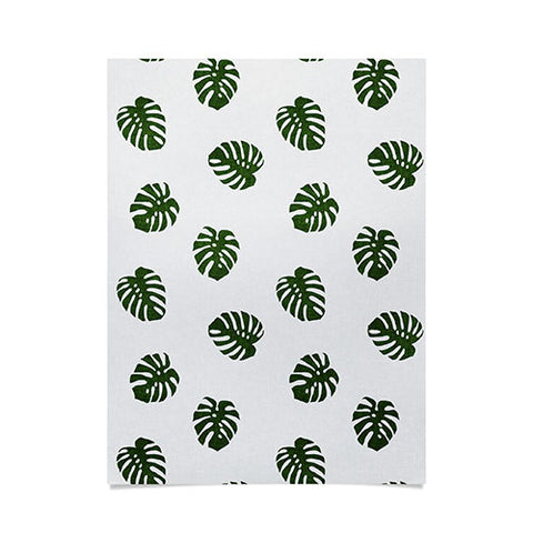 Little Arrow Design Co Woven Monstera in Green Poster