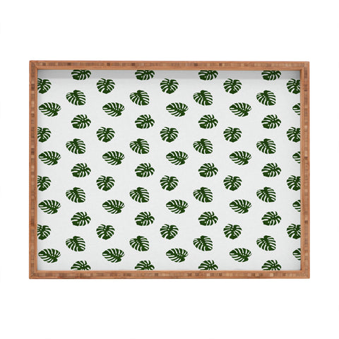 Little Arrow Design Co Woven Monstera in Green Rectangular Tray