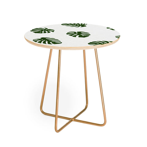 Little Arrow Design Co Woven Monstera in Green Round Side Table
