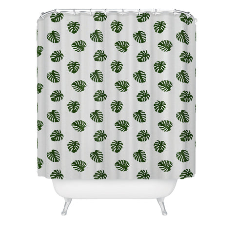 Little Arrow Design Co Woven Monstera in Green Shower Curtain