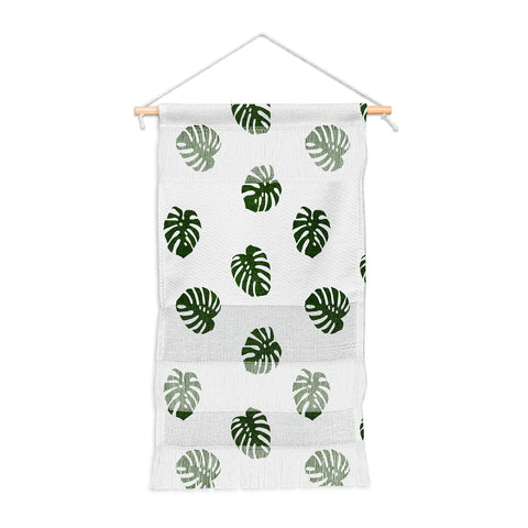 Little Arrow Design Co Woven Monstera in Green Wall Hanging Portrait