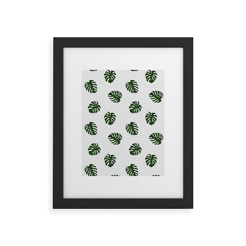 Little Arrow Design Co Woven Monstera in Green Framed Art Print