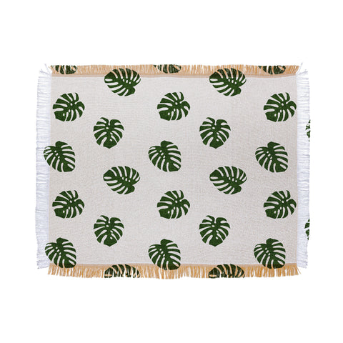 Little Arrow Design Co Woven Monstera in Green Throw Blanket