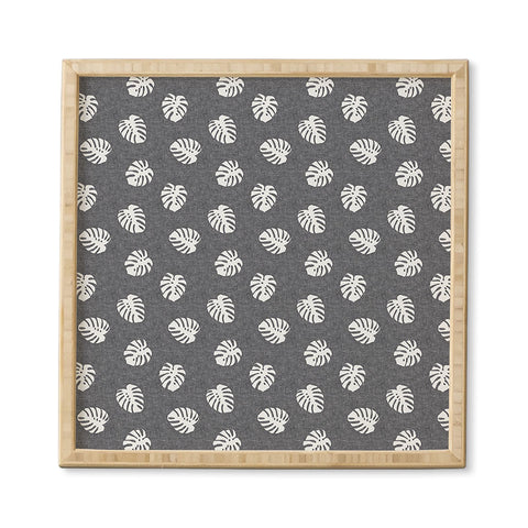 Little Arrow Design Co Woven Monstera on Grey Framed Wall Art