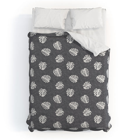 Little Arrow Design Co Woven Monstera on Grey Duvet Cover