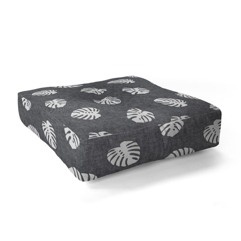 Little Arrow Design Co Woven Monstera on Grey Floor Pillow Square