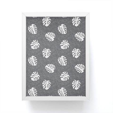 Little Arrow Design Co Woven Monstera on Grey Framed Mini Art Print