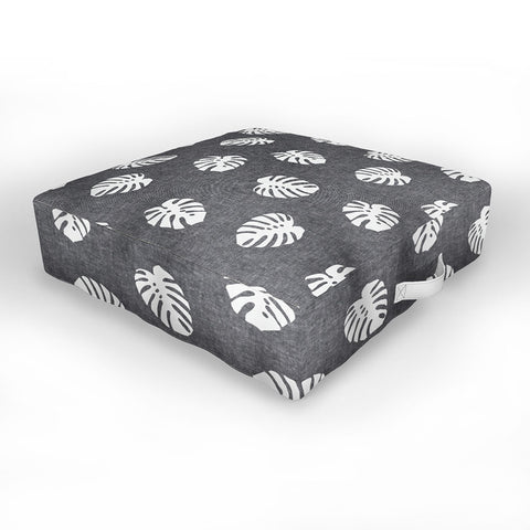 Little Arrow Design Co Woven Monstera on Grey Outdoor Floor Cushion