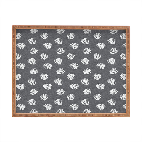 Little Arrow Design Co Woven Monstera on Grey Rectangular Tray