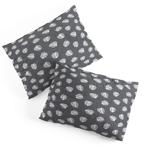 Little Arrow Design Co Woven Monstera on Grey Pillow Shams