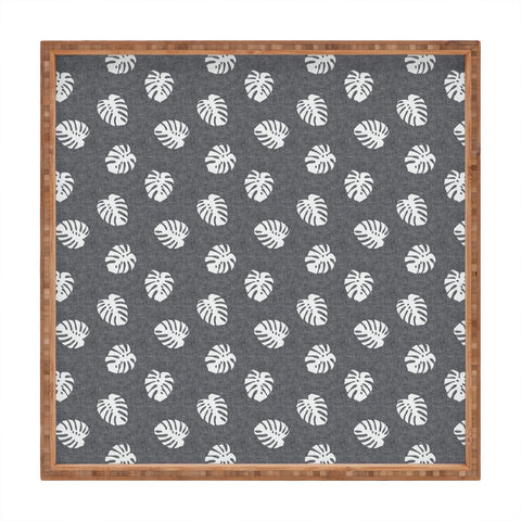 Little Arrow Design Co Woven Monstera on Grey Square Tray