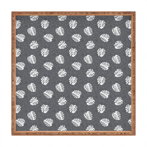 Little Arrow Design Co Woven Monstera on Grey Square Tray