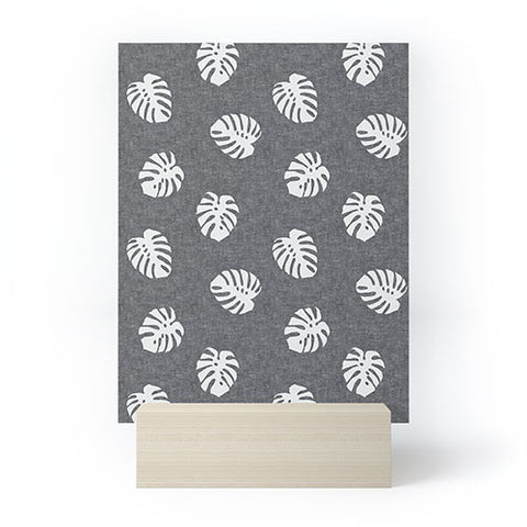 Little Arrow Design Co Woven Monstera on Grey Mini Art Print