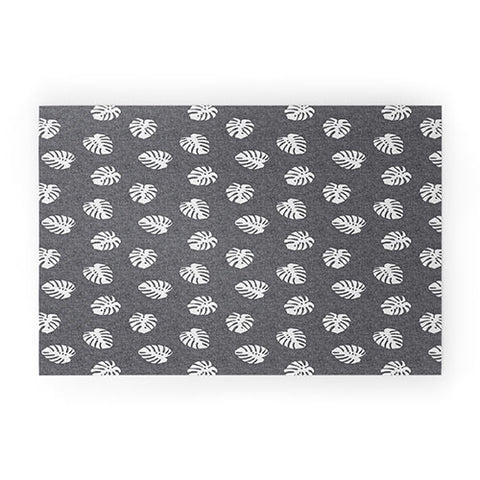 Little Arrow Design Co Woven Monstera on Grey Welcome Mat