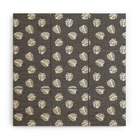 Little Arrow Design Co Woven Monstera on Grey Wood Wall Mural