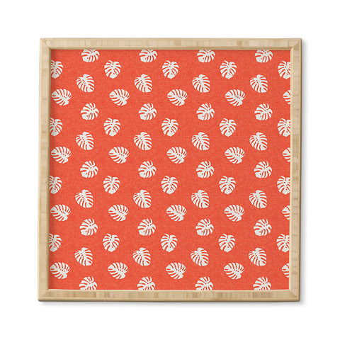 Little Arrow Design Co Woven Monstera on Orange Framed Wall Art