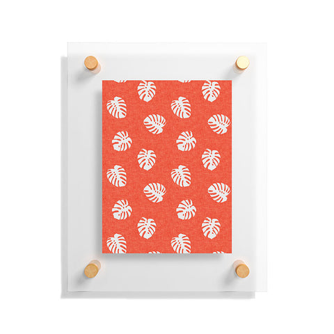 Little Arrow Design Co Woven Monstera on Orange Floating Acrylic Print