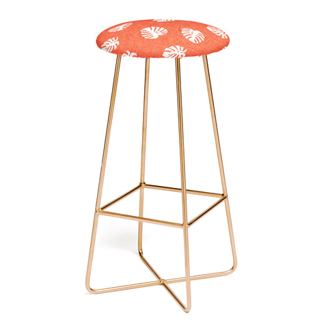 Little Arrow Design Co Woven Monstera on Orange Bar Stool