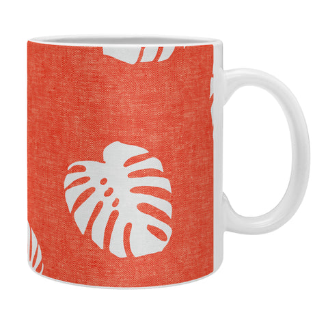 Little Arrow Design Co Woven Monstera on Orange Coffee Mug