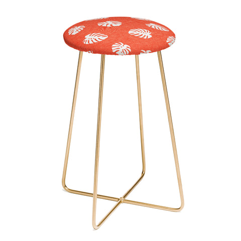 Little Arrow Design Co Woven Monstera on Orange Counter Stool