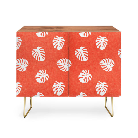 Little Arrow Design Co Woven Monstera on Orange Credenza