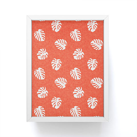 Little Arrow Design Co Woven Monstera on Orange Framed Mini Art Print