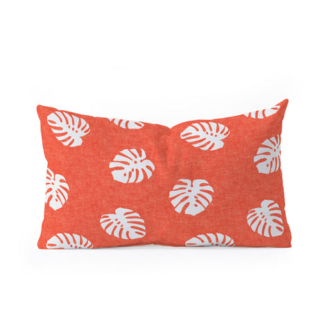 Little Arrow Design Co Woven Monstera on Orange Oblong Throw Pillow