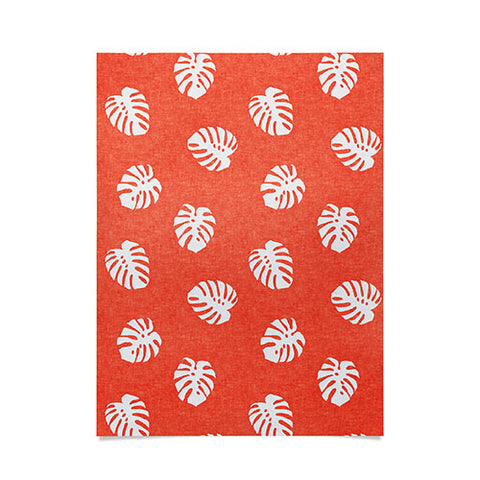 Little Arrow Design Co Woven Monstera on Orange Poster