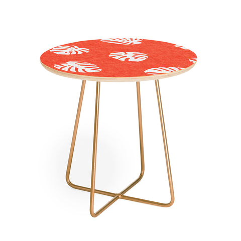 Little Arrow Design Co Woven Monstera on Orange Round Side Table
