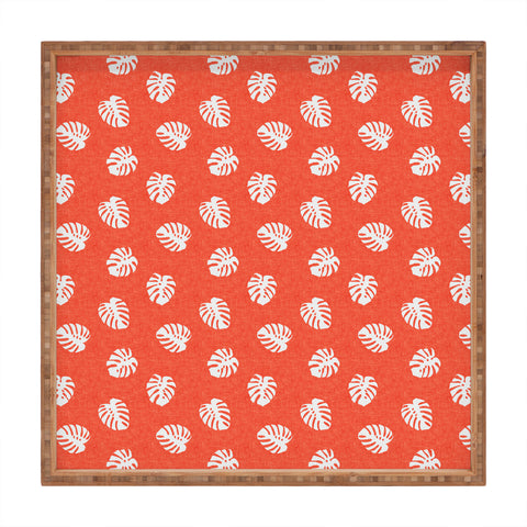 Little Arrow Design Co Woven Monstera on Orange Square Tray