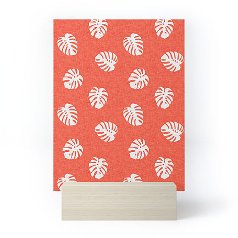 Little Arrow Design Co Woven Monstera on Orange Mini Art Print