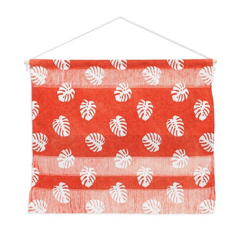 Little Arrow Design Co Woven Monstera on Orange Wall Hanging Landscape