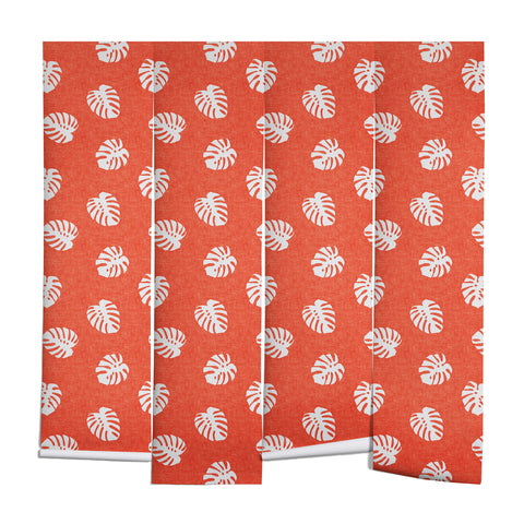 Little Arrow Design Co Woven Monstera on Orange Wall Mural