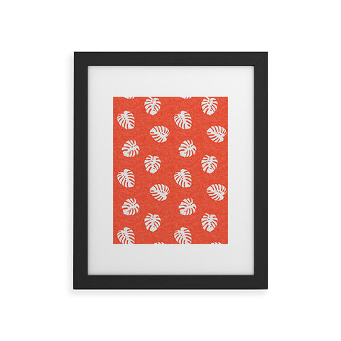 Little Arrow Design Co Woven Monstera on Orange Framed Art Print